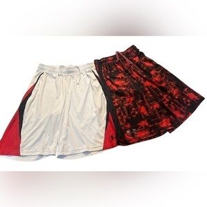 Under Armour Loose Fit Basketball Shorts - Boys Size Large - Red Black and White